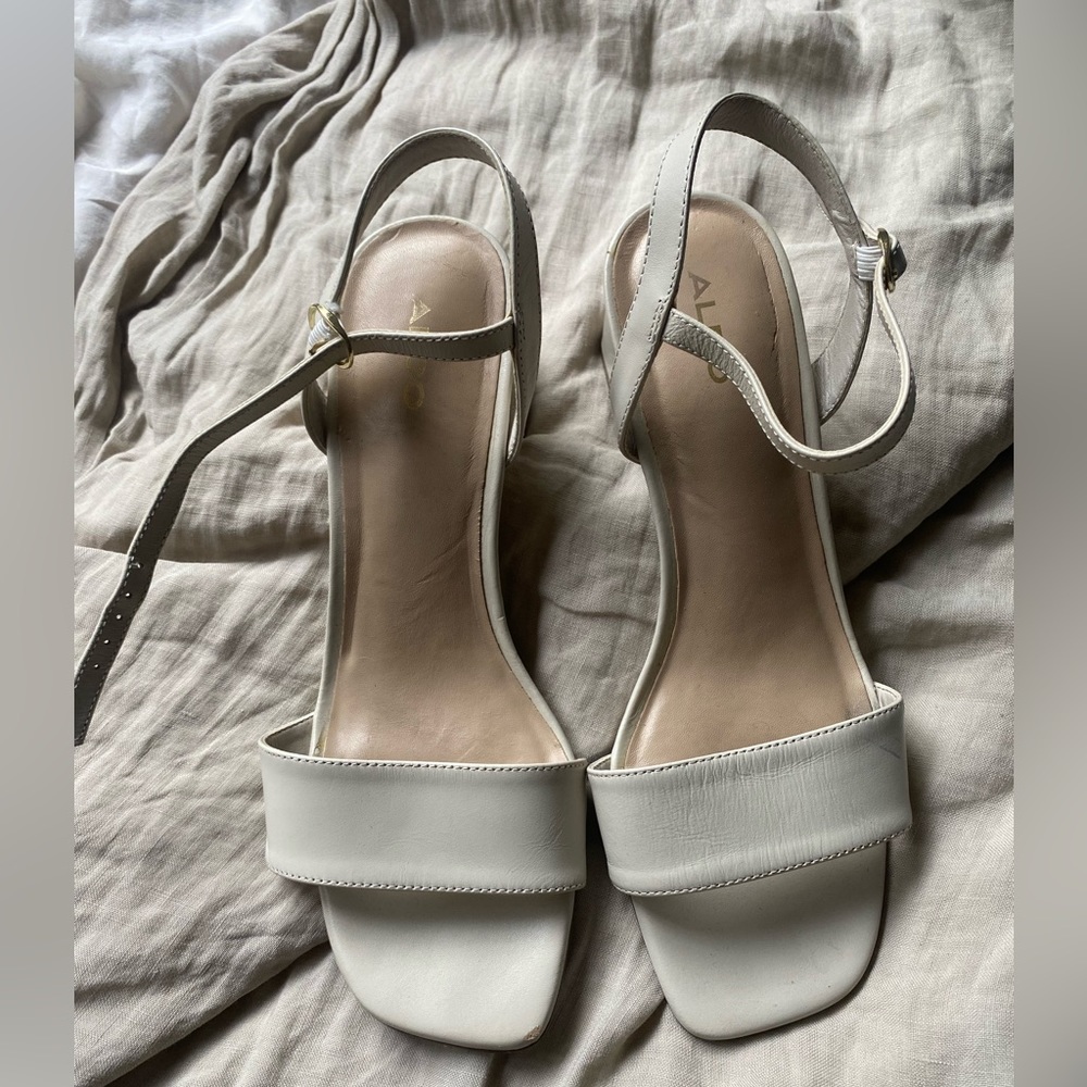 White strappy heels